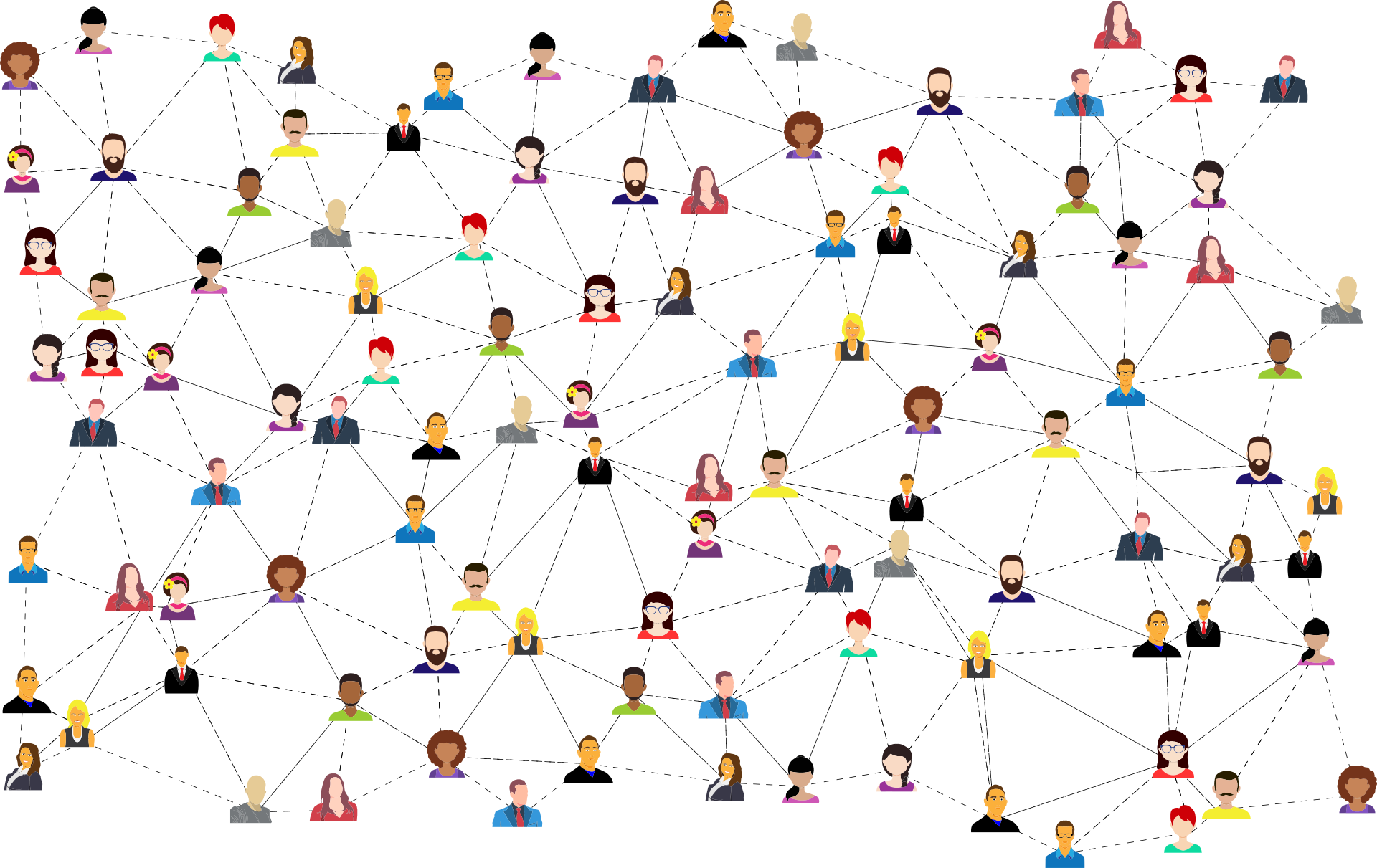 Cartoon people linked by connections, just as they would be on social media